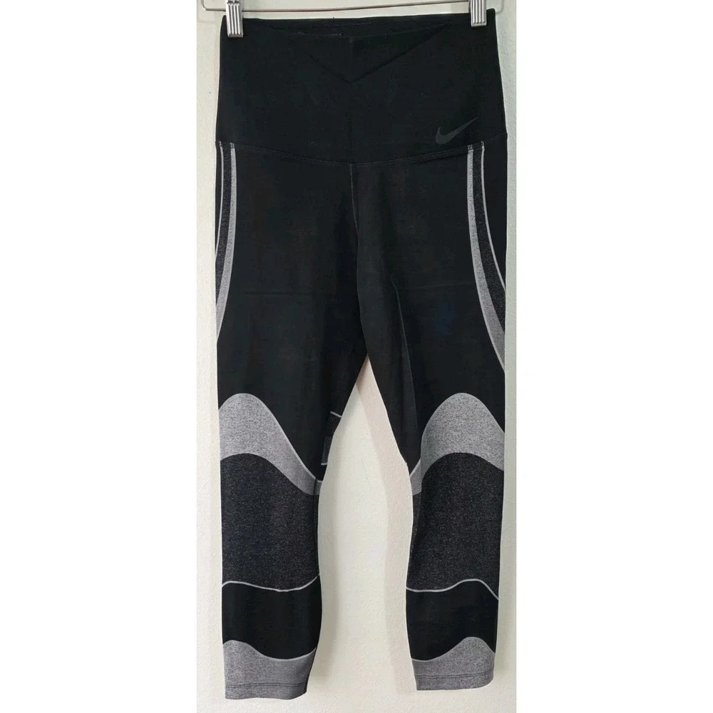 Nike Zonal Strength Sculpt Power Lux High‎ Rise Leggings Black Gray Sz XS Womans